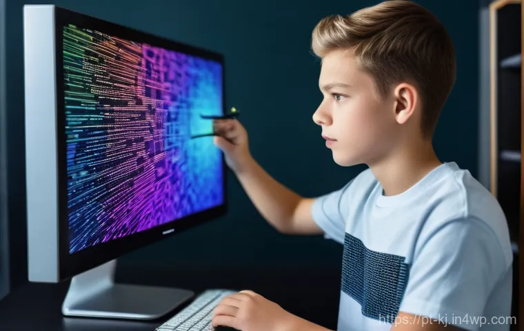 웹 애플리케이션에서의 장애 처리 기법 - **Prompt:** A young adult, dressed in comfortable, modest everyday clothes, sits at a desk in a diml...