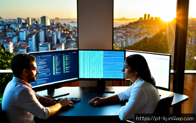 소켓 통신을 활용한 실시간 웹 애플리케이션 개발 - Photorealistic modern software developer workspace in São Paulo, Brazil, diverse Brazilian engineer ...